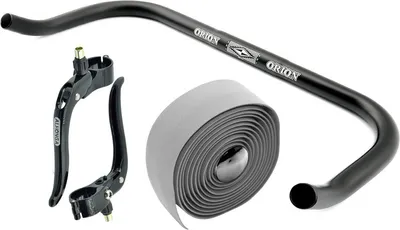 Produktbild von Bullhorn Fixie Lenker Schwarz 440mm mit Bremshebel & Lenkerband Grau