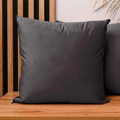 Produktbild von MG Design 2er Set Kissenbezüge 45 x 45 cm in Dunkelgrau - mit Reißverschluss, samtig-weich mit dezentem Schimmer, pflegeleicht & langlebig