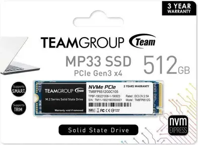 Produktbild von MP33 512 GB (PCIe 3.0 x4, NVMe 1.3, M.2 2280)