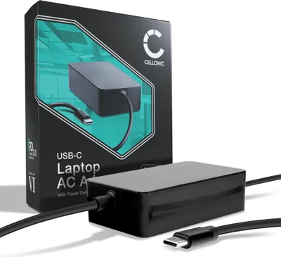 Produktbild von CELLONIC USB PD Power Delivery 2.0: 5V-20V 60W Netzteil für USB C Notebooks von Acer, HP, Apple, Asus, Dell, Lenovo - CC-PD60 Schnellladegerät 2.9m Notebook Ladegerät Laptop Ladekabel Power Supply