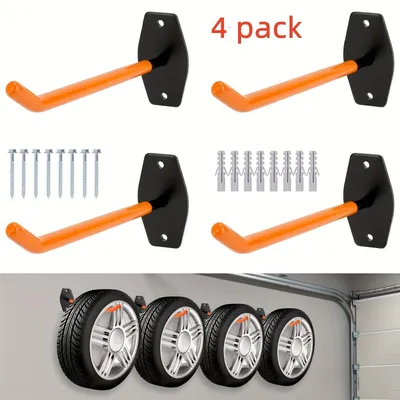 Produktbild von 4er Reifen Wandhalterung Set Felgenhalter 36 kg Belastung 36 kg Belastung für Auto Felgen mit Schrauben & Dübel