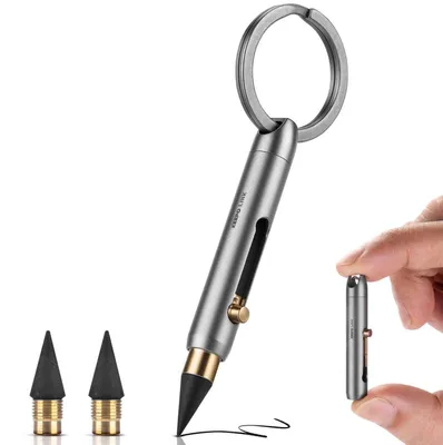 Immagine prodotto di Matita meccanica con portachiavi e 2 mine, in titanio, colore grigio gunmetal, modello OLP01