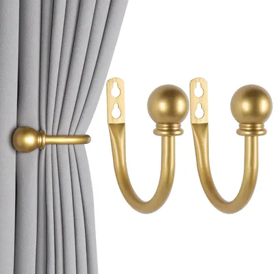 Produktbild von Raffhalter für Gardinen, bohrfreie Gardinenhalter, Gardinenclips (gold)