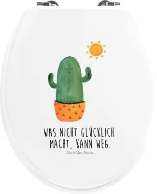 Produktbild von Mr. & Mrs. Panda Toilettendeckel Kaktus Sonne - Weiß - Geschenk, klo deckel, WC Sitz, Scheidung, Kakteen, Brille, Glück, Trennung, glücklich, Toilettenbrille, Klo-Deckel