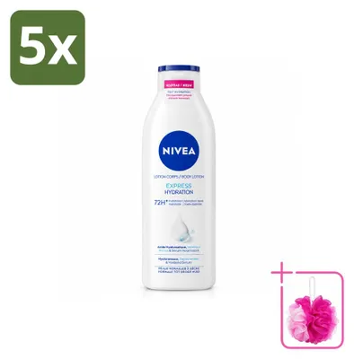 Imagen del producto de 5 unidades de crema corporal NIVEA Express, 250 ml cada una, pack ahorro