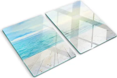 Obrázok produktu pre Sklenená ochranná doska – Kryt varnej dosky – Kryt na indukčnú dosku – 2x40x52 cm  – Rýchle čistenie – Tvrdené sklo – more