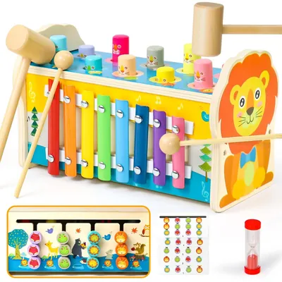 Imagen del producto de Omgoods - Xilófono de madera Montessori Jerryvon, juguete para niños de 1 a 3 años