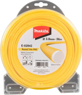 A spool of yellow trimmer line in its retail packaging.