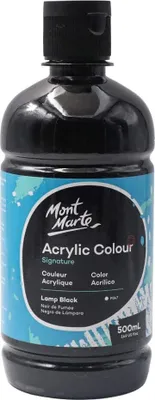 Produktbild von Mont Marte Acrylfarbe Schwarz – 500ml – geeignet für Acrylmalerei – super Lichtechte Farbe mit großer Deckkraft