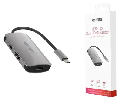 Produktbild von Sitecom CN-398, USB 3.2 Gen 1 (3.1 Gen 1) Type-C, 100 W, Aluminium, Schwarz, HDMI, USB 3.2 Gen 1 (3.1 Gen 1) Type-C, 225 mm, 85 mm