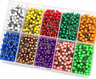 Imagen del producto de Aguijas de impresión con cabeza de 0,5 cm, 1200 unidades, 10 colores, para proyectos