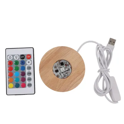 Immagine prodotto di Base luminosa LED in legno ecologica - Design elegante, robusto e durevole con applicazione versatile e illuminazione LED multicolore