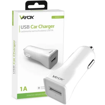 Zdjęcie produktu dla Vayox Ładowarka Samochodowa VA0053 | 1 A | USB | Biała