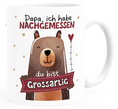 Produktbild von Kaffee-Tasse Bär Papa ich habe nachgemessen du bist großartig Kinder Tochter Sohn Geschenke zum Vatertag SpecialMe® weiß standard