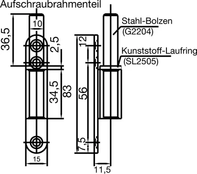 Produktbild von Türband Rahmenteil 10.407, Stahl verzinkt | Glastürbeschlag - Zubehör dormakaba
