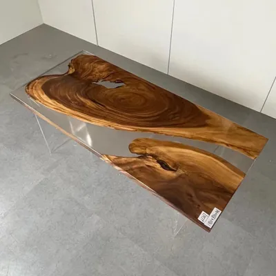 Zdjęcie produktu dla Stół do jadalni z żywicy epoksydowej z litego drewna meble wodospad stół epoksydowy 181x81cm