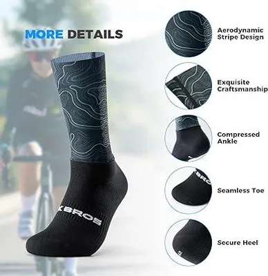 Obrázek produktu pro ROCKBROS Cyklistické ponožky pro muže a ženy, kompresní, prodyšné, antibakteriální, vhodné pro cyklistiku a běh, velikost S (35-46), zelené