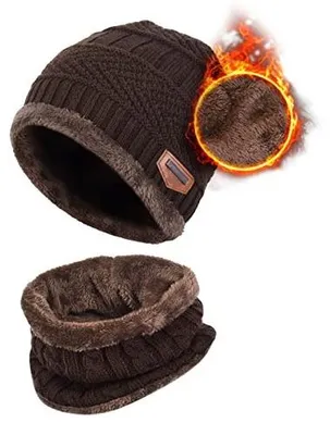 Zdjęcie produktu dla Czapka beanie zimowa dzianinowa dla chłopca dziewczynki szalik zestaw