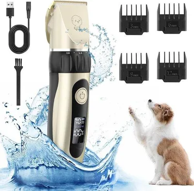 Image de Tondeuse professionnelle pour animaux, silencieuse, écran LCD, 4 têtes, pour petits chiens et chats