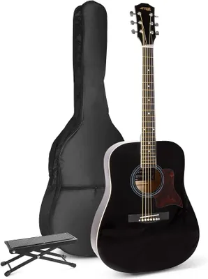 Imagen del producto de Silecomplaza SoloJam: Set de guitarra acústica - Guitarra de estilo occidental, reposapiés, funda para guitarra, púas, afinador de guitarra, correa para el hombro, cuerdas y kit de inicio para guitarra con accesorios - Color