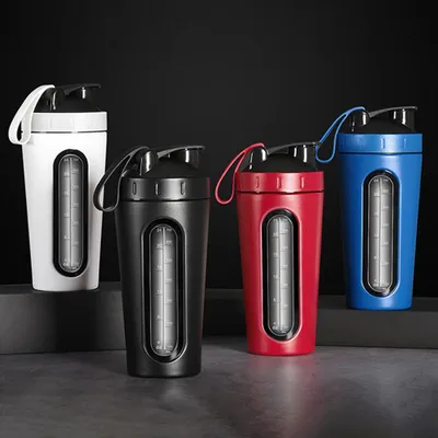 Produktbild von 700ml Protein Shaker 304 Edelstahl Wasserflasche Outdoor Gym Sport Fitness Training Getränkepulver Milch Mixer
