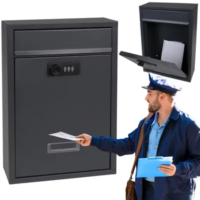 Produktbild von Anthrazitfarbener Briefkasten für Briefe und Zeitungen mit Zahlenschloss, UV-beständig
