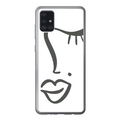 Produktbild von MuchoWow® Handyhülle Schutzhülle Hülle für Samsung Galaxy A52 5G Frau - Schwarz - Weiß - Abstrakt Silikon Softcase Handy Hülle - Umschlag