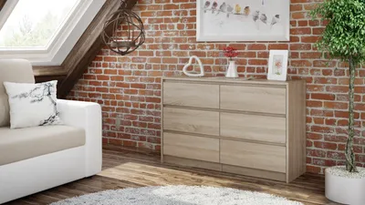 Obrázek produktu pro Topeshop K120 SONOMA 2X3, Dub, 6 zásuvka/zásuvek, Dřevotřískové desky, Moderní, Dřevotřískové desky, Matný