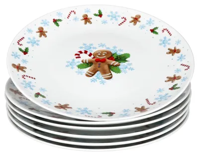 Zdjęcie produktu dla 6x Candyman talerz obiadowy porcelanowy 6-osobowy talerz obiadowy świąteczny lodowy niebieski