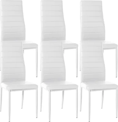 Produktbild von CLP 6er Set Esszimmerstühle Mayfair gepolstert mit Metallgestell weiß Material Kunstleder