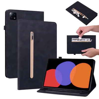 Immagine prodotto di Per Xiaomi Pad 6 / 6 Pro Nero Arte Pelle Cover Tablet Case Chiusura a zip