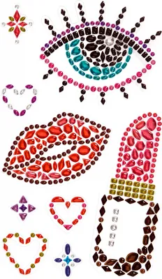Produktbild von Sticker Crystal Aufkleber Make-up Herzen Lippenstift Kussmund