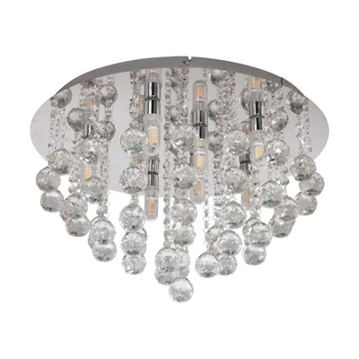 Image de Plafonnier LED cristal Almonte 8-flg. chrome, transparent Eglo 97699