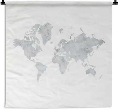 Produktbild von MuchoWow® Wandteppich Wandbehang Weltkarte - Marmor - Grau 150x150 cm Tapisserie Dekoration Wandtuch - Wohnaccessoires - Modernes