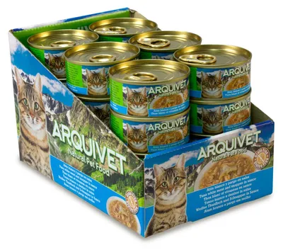 Imagen del producto de ARQUIVET Super Premium: Comida húmeda para gatos enlatada, con atún blanco y espinacas en salsa