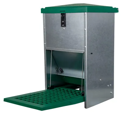 Produktbild von Geflügelfutterautomat mit Trittplatte, 8kg, verzinkt, Futterautomat für Hühner