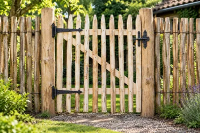 Produktbild von Gartentor aus Kastanienholz - Robustes und hochwertiges Zauntor für Staketenzäune 80 cm 100 cm