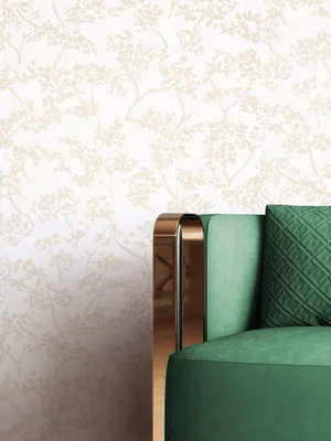 Produktbild von NEWROOM Tapete Beige Vliestapete Blumen - Blumentapete Floral Creme Blätter Äste Mustertapete Romantisch Natur