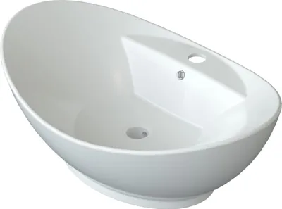 Produktbild von AQUABATOS Aufsatzwaschbecken Waschbecken Keramik Waschtisch Handwaschbecken,mit Überlauf und Hahnloch, Ohne ablaufventil