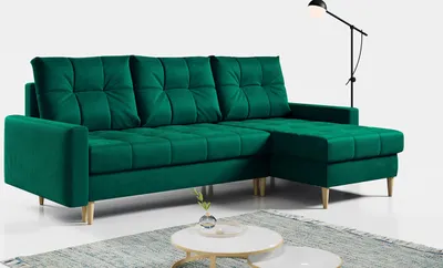Produktbild von Ecksofa Wohnzimmer - L-form mit Schlaffunktion und Bettkasten - ASTRA - Dunkelgrün