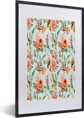 Produktbild von MuchoWow® MuchoWow® Gerahmtes Poster Blumen - Rosen - Rosa 40x60 cm - Poster mit zchwarzem Bilderrahmen - Poster in Rahmen