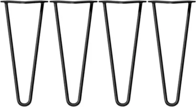 Obrázek produktu pro Nohy stolu ve tvaru vlásenky 30 cm – 4 ks. Robustní kovové nohy pro DIY nábytek, stoly a lavice – včetně šroubů a ochrany nohou.