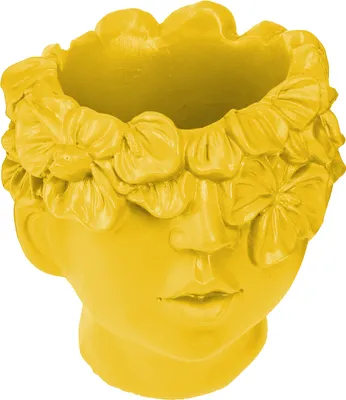 Produktbild von Pflanzkopf Büste Gelb Polyresin Übertopf 13,5×13×14cm