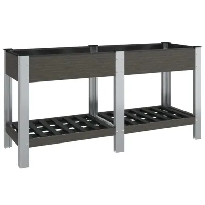 Immagine prodotto di Letto da giardino rialzato con ripiano Grigio 175x50x75 cm WPC