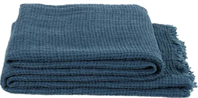 Produktbild von Zoeppritz Leinen-Plaid Honeybee Farbe deep pacific Größe 130x180