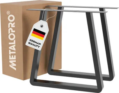 Image de MetaloPro Pieds de Table Nemesis Round Lite - 2x Pieds En Métal Noir De Forme Trapézoïdale Arrondie Pour Les Tables De Travail Et De Repas Modernes De Style Minimaliste