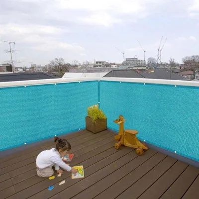 Obrázek produktu pro Zastřešení na terasu – Ochrana před větrem na balkon – Venkovní použití – Odolné proti UV záření – 200 x 500 cm – Nebesky modrá