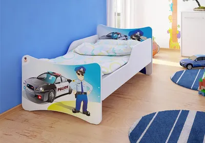 Produktbild von Best for Kids Kinderbett 90x200 cm ohne Matratze mit Rausfallschutz Polizei