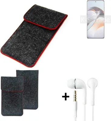 Produktbild von K-S-Trade Handy Schutz Hülle kompatibel mit OnePlus Ace 2 Schutzhülle Handyhülle Filztasche Pouch Tasche Case Sleeve Filzhülle dunkelgrau roter