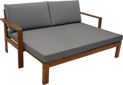Produktbild von DEGAMO Gartensofa Liegesofa Gartenliege PARANA ausziehbar 180x136cm, Akazie geölt, Auflagen grau